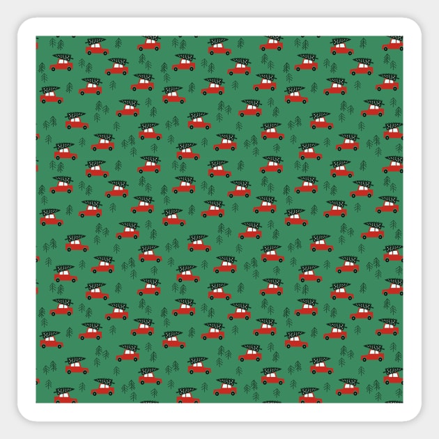 Red car and christmas tree Sticker by LaPetiteBelette